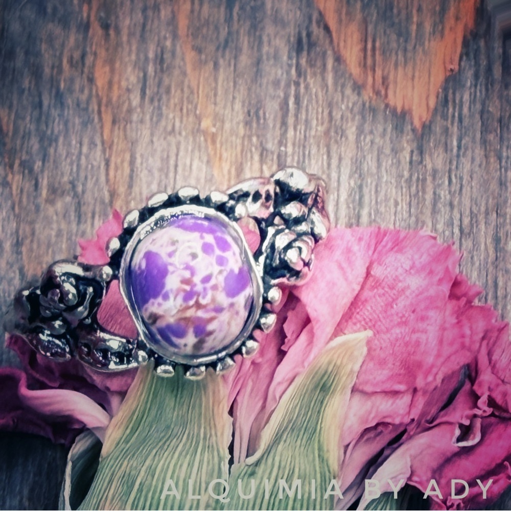 Silver and MOSAIC Turquoise statement gem ring + CIRCLE